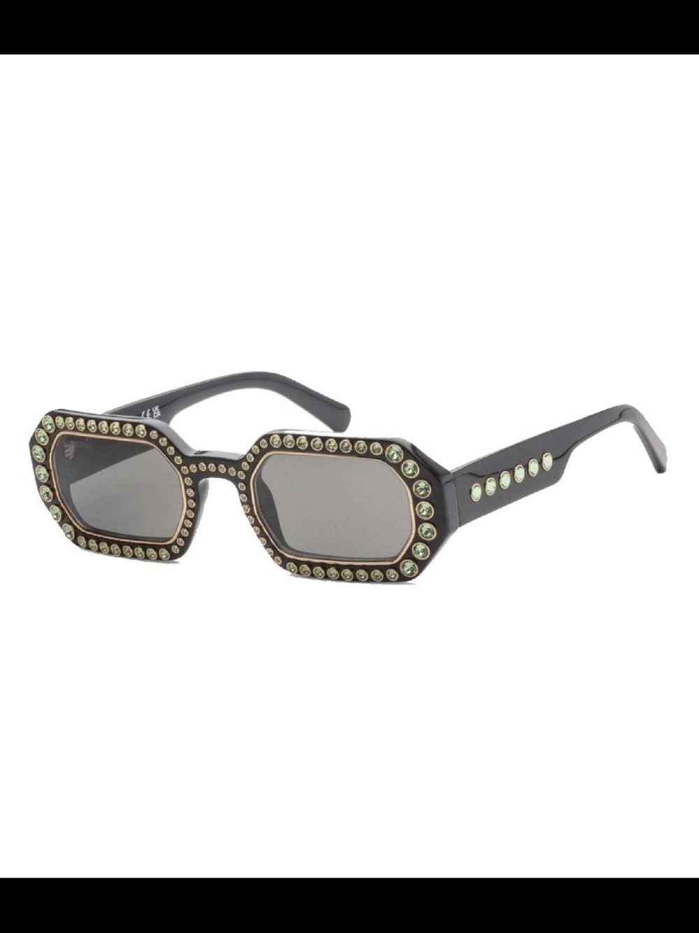 Swarovski Black Sunglasses with Green Crystal Accents